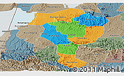 Political Panoramic Map of Bushenyi, semi-desaturated