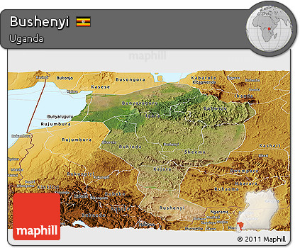 Satellite Panoramic Map of Bushenyi, physical outside