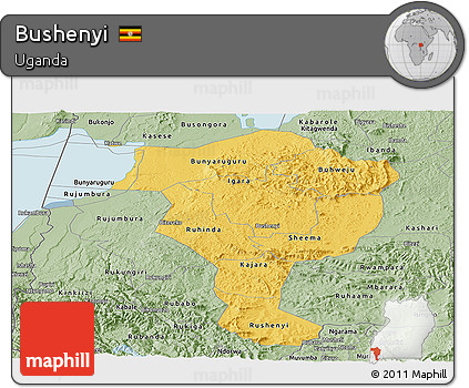 Savanna Style Panoramic Map of Bushenyi