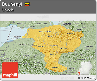 Savanna Style Panoramic Map of Bushenyi