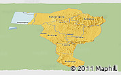 Savanna Style Panoramic Map of Bushenyi, single color outside