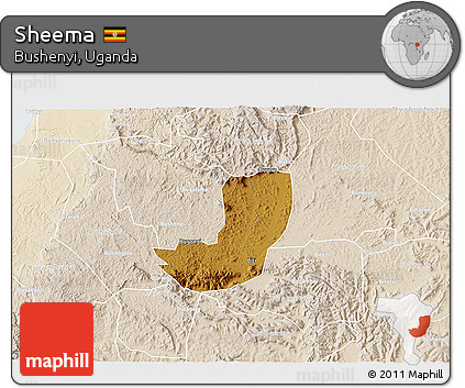 Physical 3D Map of Sheema, lighten
