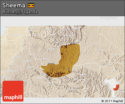 Physical 3D Map of Sheema, lighten