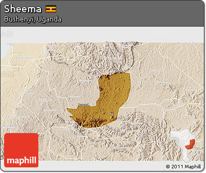 Physical 3D Map of Sheema, lighten