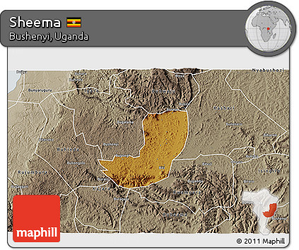 Physical 3D Map of Sheema, semi-desaturated