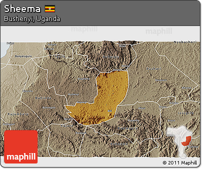 Physical 3D Map of Sheema, semi-desaturated