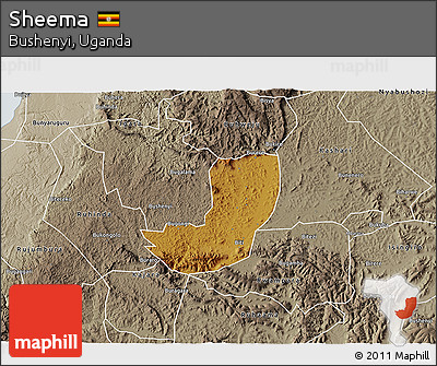 Physical 3D Map of Sheema, semi-desaturated