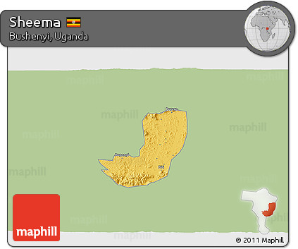 Savanna Style 3D Map of Sheema, single color outside