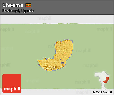 Savanna Style 3D Map of Sheema, single color outside