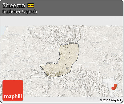 Shaded Relief 3D Map of Sheema, lighten