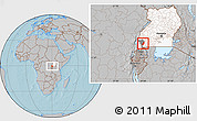 Gray Location Map of Sheema, highlighted country, highlighted parent region, hill shading