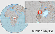 Gray Location Map of Sheema, highlighted parent region, hill shading