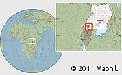 Savanna Style Location Map of Sheema, highlighted country, highlighted parent region, hill shading