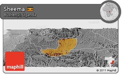Physical Panoramic Map of Sheema, desaturated