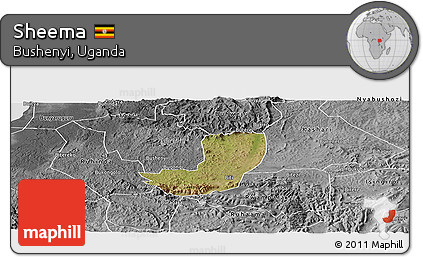 Satellite Panoramic Map of Sheema, desaturated