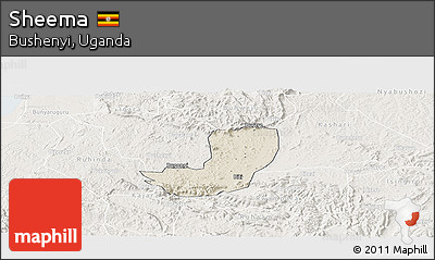 Shaded Relief Panoramic Map of Sheema, lighten