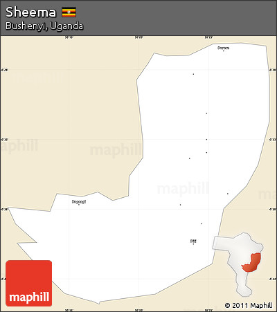 Classic Style Simple Map of Sheema, single color outside