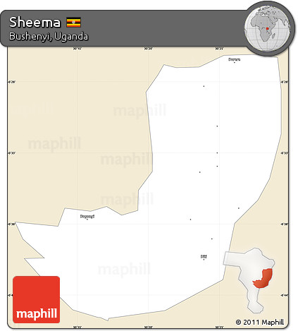 Classic Style Simple Map of Sheema, single color outside
