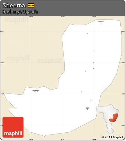 Classic Style Simple Map of Sheema, single color outside