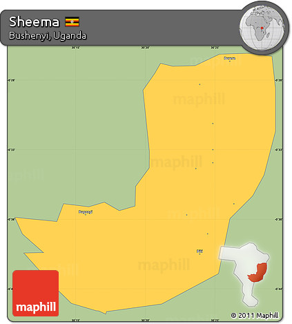 Savanna Style Simple Map of Sheema, single color outside