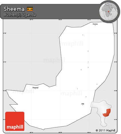 Silver Style Simple Map of Sheema, cropped outside