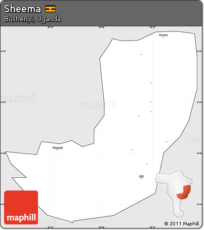 Silver Style Simple Map of Sheema, cropped outside