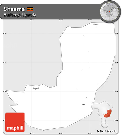 Silver Style Simple Map of Sheema, single color outside