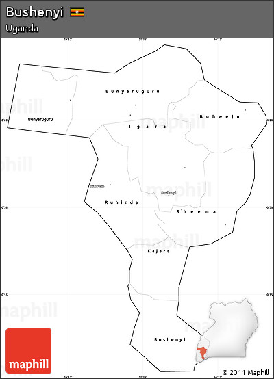 Blank Simple Map of Bushenyi, cropped outside