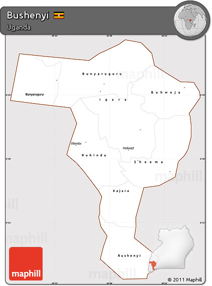 Classic Style Simple Map of Bushenyi, cropped outside