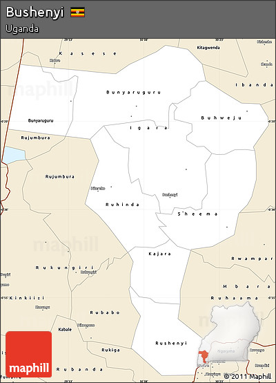 Classic Style Simple Map of Bushenyi