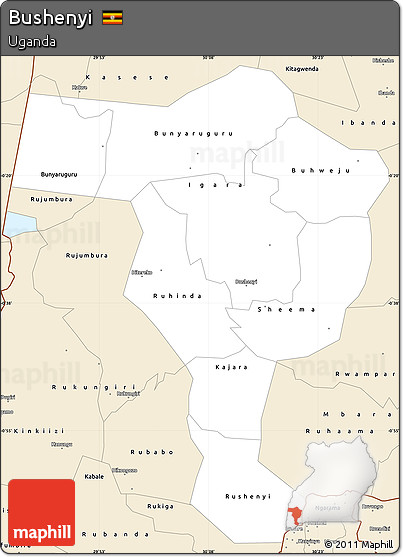 Classic Style Simple Map of Bushenyi