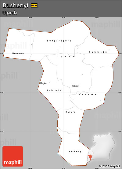 Gray Simple Map of Bushenyi, cropped outside