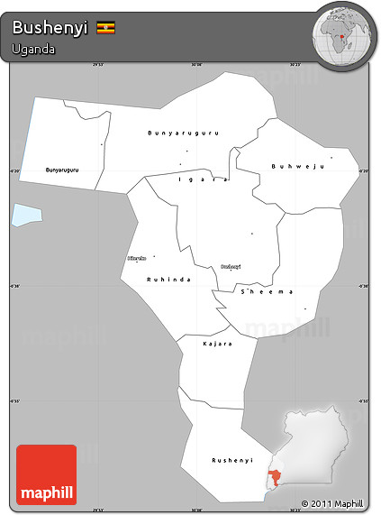 Gray Simple Map of Bushenyi, single color outside