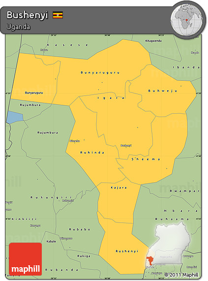 Savanna Style Simple Map of Bushenyi