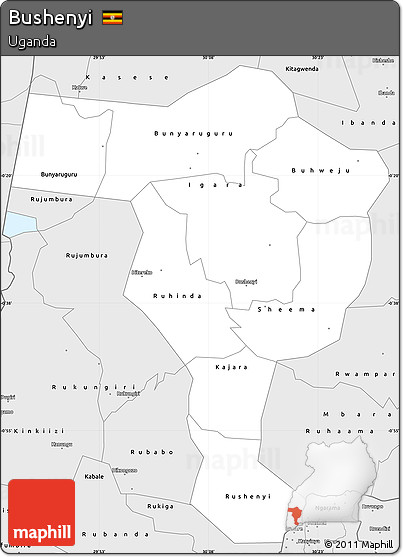 Silver Style Simple Map of Bushenyi