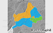 Political 3D Map of Gulu, desaturated