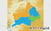 Political 3D Map of Gulu, physical outside