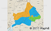 Political 3D Map of Gulu, shaded relief outside