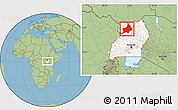 Savanna Style Location Map of Gulu, highlighted country, within the entire country