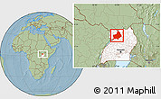 Savanna Style Location Map of Gulu, highlighted country, hill shading