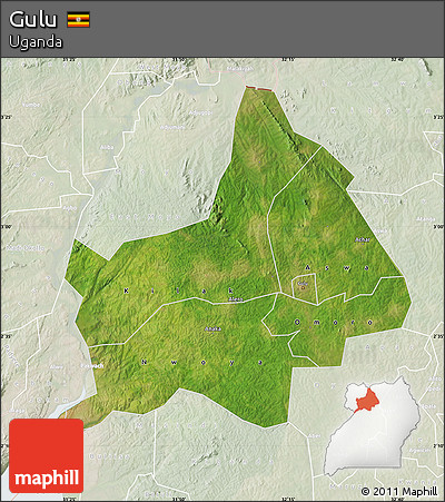 Satellite Map of Gulu, lighten