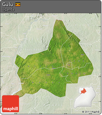 Satellite Map of Gulu, lighten