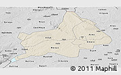 Shaded Relief Panoramic Map of Gulu, desaturated