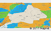 Shaded Relief Panoramic Map of Gulu, political outside