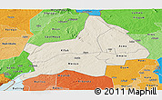 Shaded Relief Panoramic Map of Gulu, political shades outside