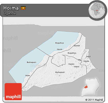 Gray 3D Map of Hoima, single color outside