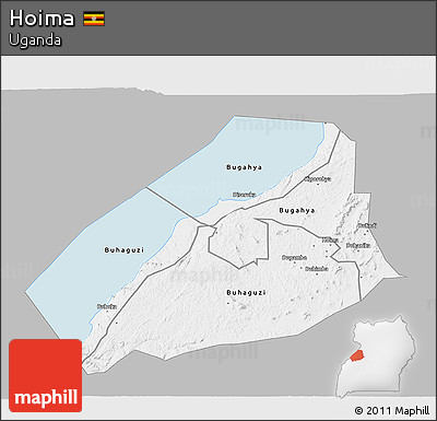 Gray 3D Map of Hoima, single color outside