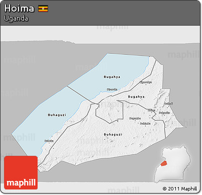 Gray 3D Map of Hoima, single color outside