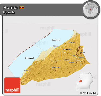 Physical 3D Map of Hoima, cropped outside