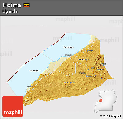 Physical 3D Map of Hoima, cropped outside